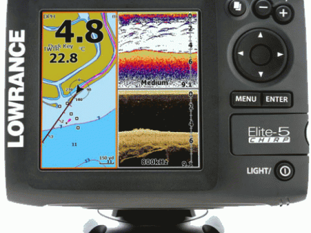 LOWRANCE 000-11652-001 ELITE-5 CHIRP FISHFINDER/CHARTPLOTTER GOLD – 83/200 AND 455/800 TRANSOM MOUNT - 1